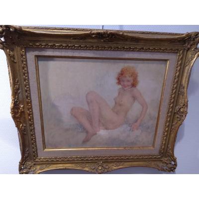 Tableau Jeune Fille Nue Signé Boulier